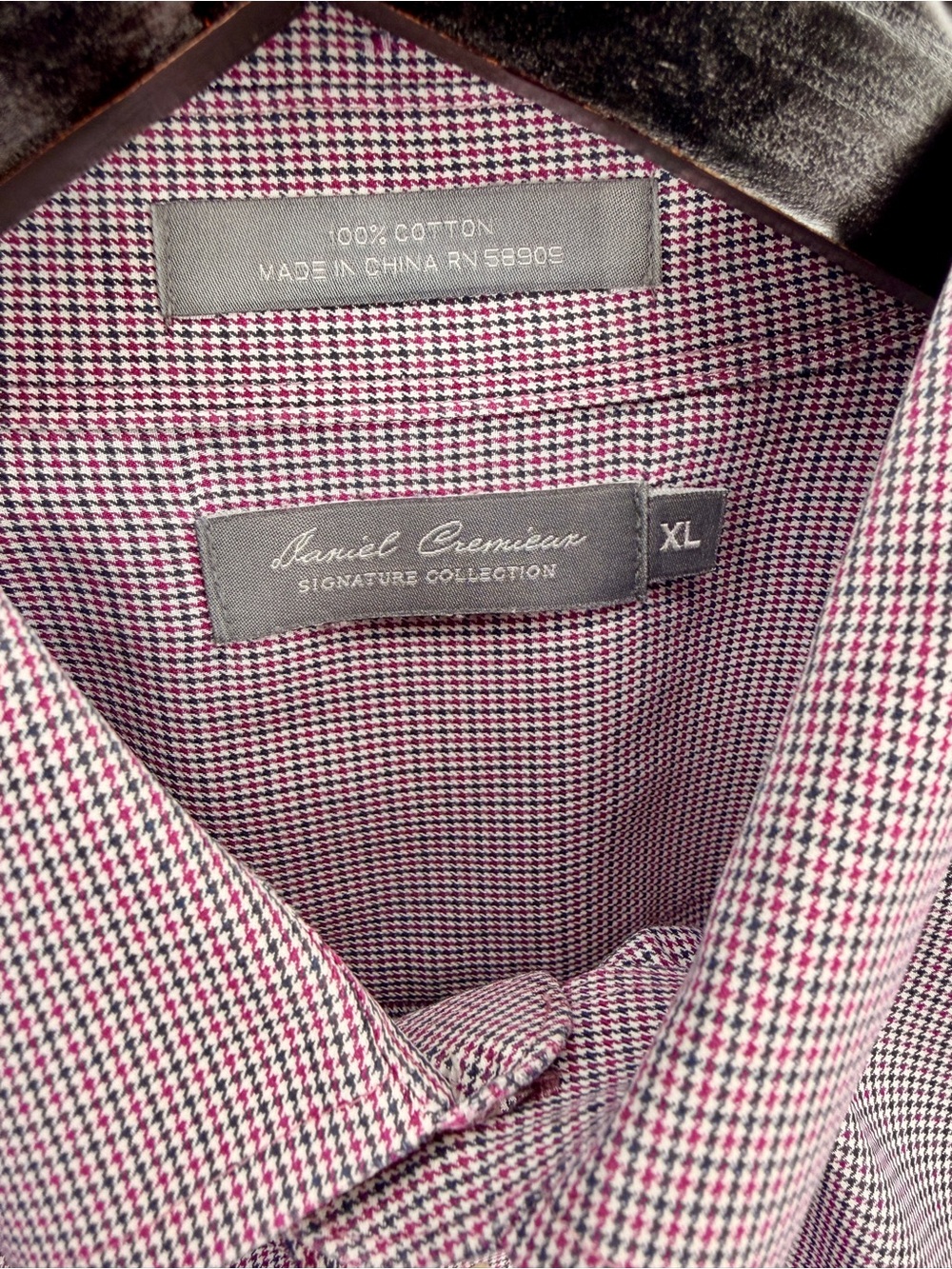 Daniel Cremieux Signature Collection Men's Purple Micro-Check Button-Up Shirt - Picture 4 of 5